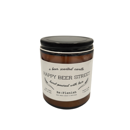 Happy Beer Street Soy Wax Candle Amber