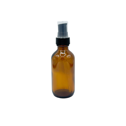 Small Amber Glass Bottle with Black Pump Cap