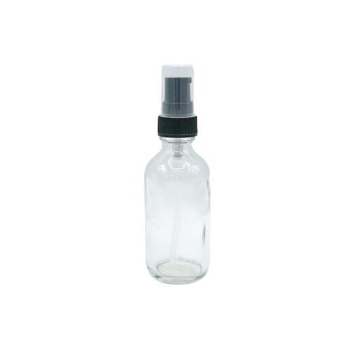 Small Clear Glass Bottle with Black Pump Cap